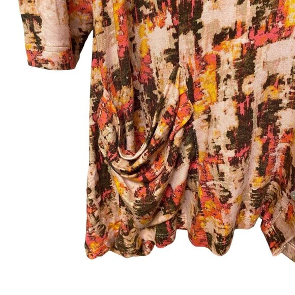 LOGO Lori Goldstein Cardigan Plus Size 1X Tunic Top V-neck Boho Orange Print Ray - Picture 5 of 7